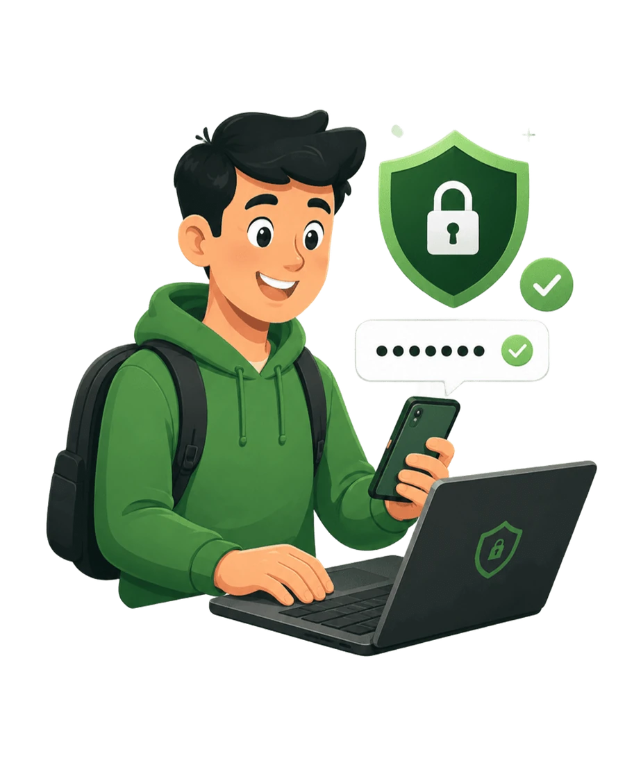 Estudiante realizando su registro en línea